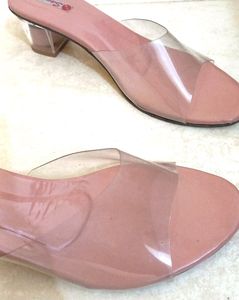 Dusty Pink Transparent Block Heels
