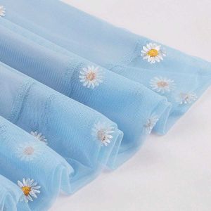 cute embroidery daisy puffed sleeves dress 🎀