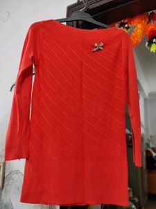 Red Knit Woolen Sweater For Women