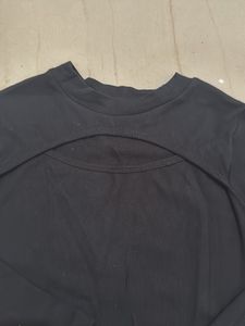 Black Cutout Long Sleeve Top