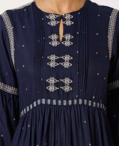Indigo Handblock Printed Cotton Kurta Dress – Boho