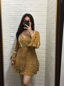 Boho Floral Mustard Dress