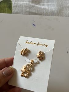Gold Tone Squirrel Pendant and Earrings