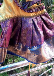 Baby Pattu Dress And Head Bow For Onam