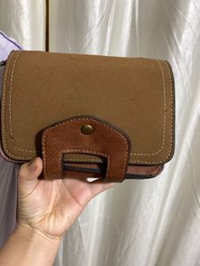 Brown Leather&amp;suede Sling Bag