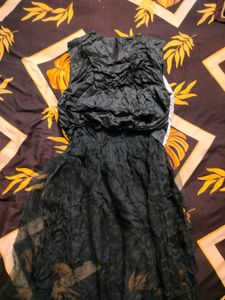 Vintage Glam Graphic Top &amp; Ruffled Skirt Dress