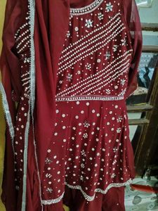 Maroon Embellished Pakistani Suit