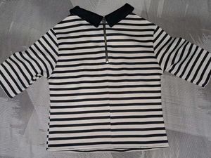 Semi cropped striped tshirt