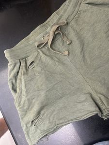 Olive Green Distressed Shorts