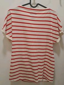 Red And White Stripped Tshirt