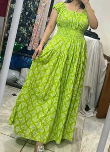 Green Printed Maxi Dress