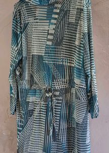 🌱Blue Geometric Pattern Long Sleeve Shirt