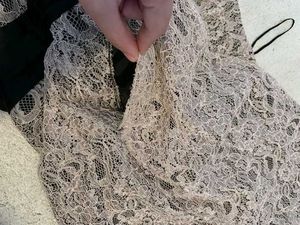H &amp; M Beige Lace Overlay Sleevless  Black Bow
