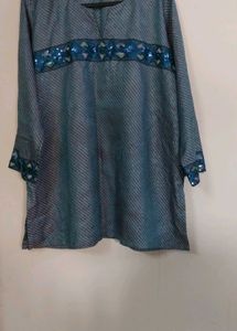 Blue Striped Sequin Top
