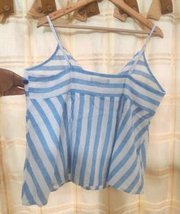 Mia Minx XXL Knot Detail Strap Top - Blue &amp; White