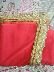 Heavy Pearl Border Work Saree For Wedding