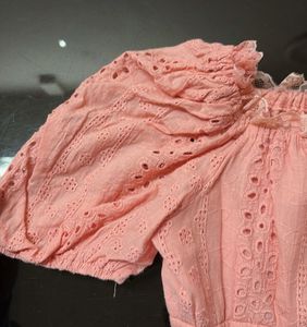 Pink Lace Trimmed Crop Top