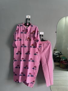Pink Printed Kurta Set (XL)