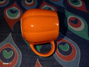 Pumkin Shaped Hand Made Imported Mugs Set Of 2