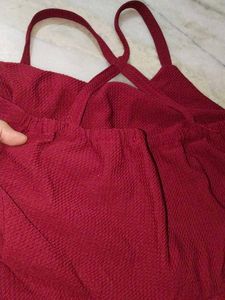 Burgundy Fit &amp; Flare Dress