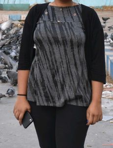 Grey Top With Black Shrug