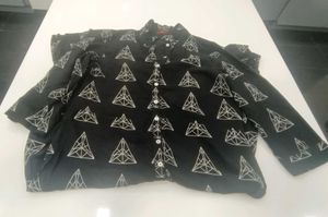 Black Geometric Print Shirt