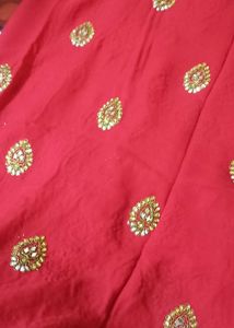 Sale- Red Heavy Saree with green blouse