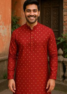 Full Sleeve Red Kurta For Men/ Women