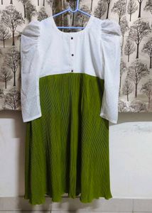 Green Pleated Ankle length Western Dress