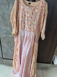 Peach Embroidered Anarkali Dress