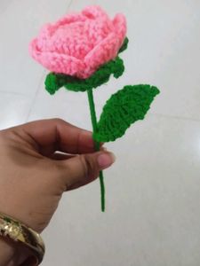 Crochet Rose Pink Flower