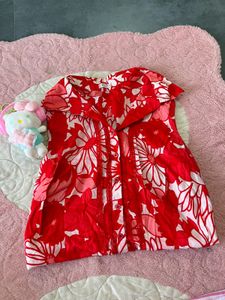 Red Floral Sleeveless Top