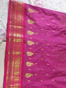 Magenta Silk Saree with Gold Details