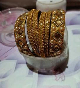 Gold Beaded Bangle Set