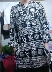 OM PRINTED KURTA - BLACK EDITION