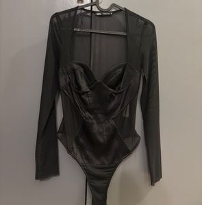 Zara Mesh Contrast Bodysuit Xs