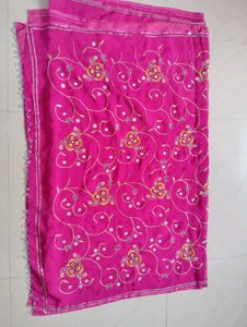 Pink Embroidered Sari with Blouse