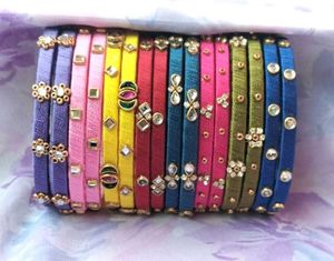Colorful Silk Thread Bangles 4 Pairs