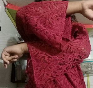 Red Lace Off-Shoulder Top