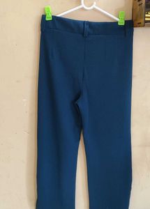 Regular Fit Teal Green Trouser For Women