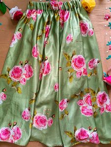 Green Silk/Satin Skirt for Small Girls (Kids)