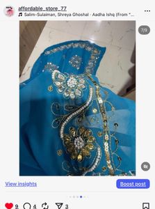 Elegant Blue Embellished Saree