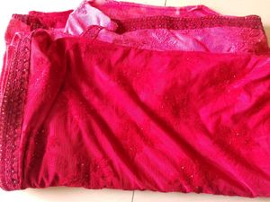 Elegant Mehroom Saree with Embroidered Blouse