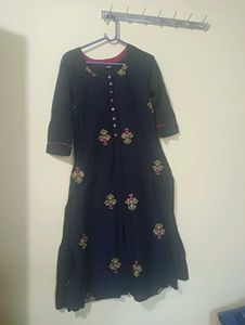 Embroidered Navy Tunic Dress