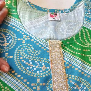 (New)Green & Blue Printed Kurta