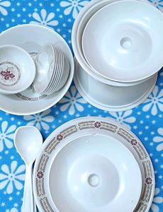 Vintage Floral Plastic Dinnerware Set