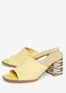 LUNA BLU by Westside Yellow Block-Heeled Mules