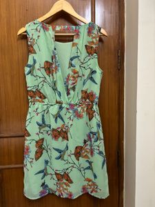 Mint Dress With Birds &amp; Butterflies