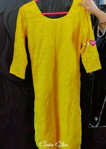 Very Beautiful Yellow Colour Kurti