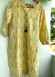 Yellow Printed Kurta On sale For Today